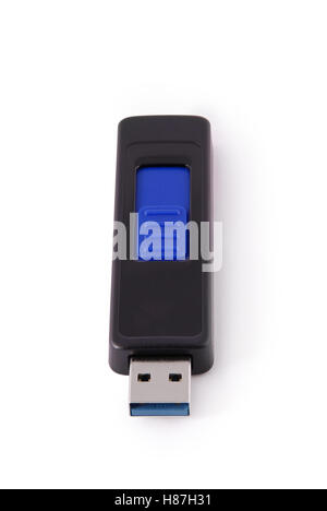 Memory stick USB isolato su bianco. Foto con il tracciato di ritaglio Foto Stock