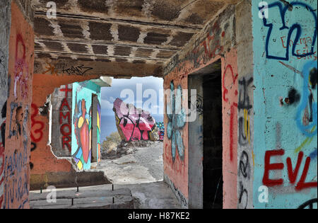 Graffiti in corrispondenza del punto di vista di Las Teresitas (Tenerife - Spagna) Foto Stock