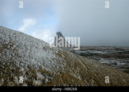 Coni sul cratere del piano all'interno del cratere di Ol Doinyo Lengai nel 2002, Tanzania Foto Stock