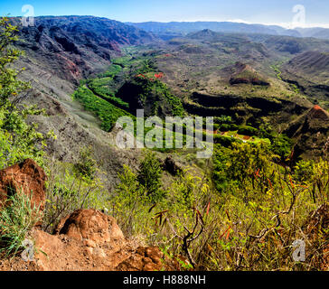 Vista del Canyon di Waimea sulla Kauai, Hawaii, Stati Uniti d'America. Foto Stock