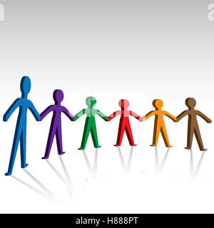 Di fraternità e di unità-Persone colorate tenendo le mani insieme Foto Stock