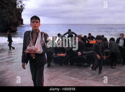 Herr der Fliegen, (il signore delle mosche) USA 1988, Regie: Harry Hook, PAOLO BALTHAZAR GETTY, Stichwort: Jungen, Verletzung, Armschlinge, Strand, Meer, Boot, Wasser Foto Stock