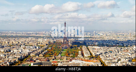 Paesaggio di Parigi con la Torre Eiffel, Parigi, Francia, Europa Foto Stock
