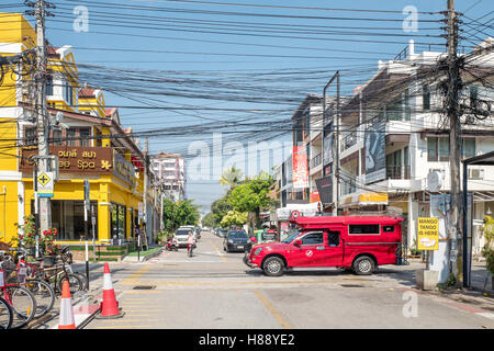 Trasporto tradizionale Songthaew a Chiang mai, Tailandia Foto Stock