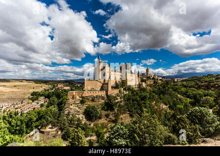 Vista del castello di Segovia, Spagna Foto Stock