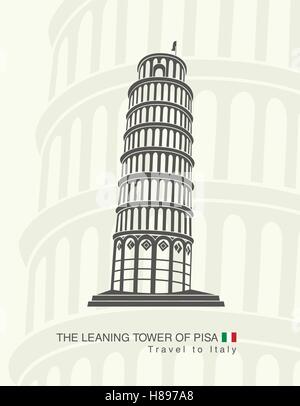 La figura torre pendente di Pisa in Italia Illustrazione Vettoriale