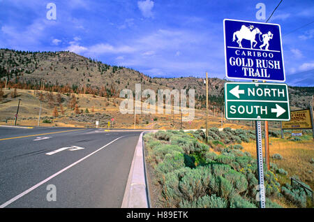 Cariboo Gold Rush Trail, strada storica, Bonaparte Valley, British Columbia, Canada Foto Stock