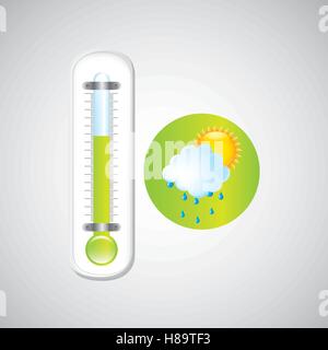 Previsioni meteo pioggia sun. termometro icona verde illustrazione vettoriale EPS 10 Illustrazione Vettoriale