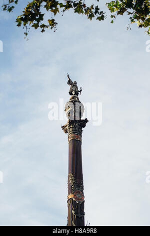 Il monumento di Colombo a Barcellona, Spagna. Foto Stock