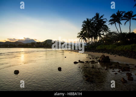 Kailua, Spiaggia, Tramonto, Oahu, Hawaii Foto Stock