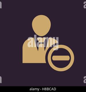 Eliminare l'icona dell'utente. Eliminare un utente amico e simbolo di avatar. UI. Web. Logo. Segno. Design piatto. App. Vettore di stock Illustrazione Vettoriale