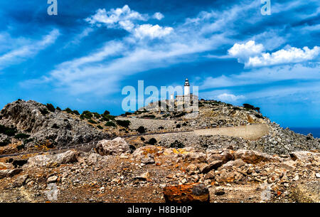 Faro di Capo Formentor nella costa nord di Mallorca, Spagna ( Isole Baleari ) Foto Stock
