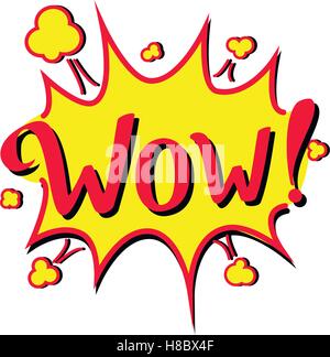 Wow sulla bolla gialla. Disegnare a mano scritte. Illustrazione Vettoriale. Illustrazione Vettoriale