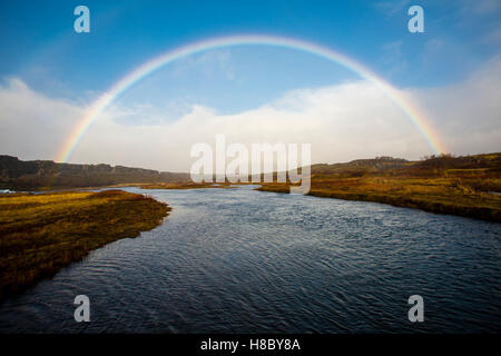 Presso il sito del mondo il primo parlamento al Parco Nazionale di Þingvellir in Islanda Foto Stock