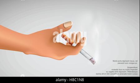 Il fumo uccide! Mano che regge una sigaretta fumare Illustrazione Vettoriale