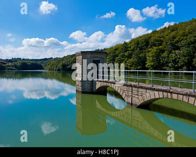 Vista su Linacre serbatoio vicino Cutthorpe e Chesterfield in North East Derbyshire England Regno Unito Foto Stock