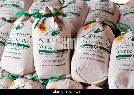 Sacchetti di lenticchie verdi da Le Puy. Foto Stock