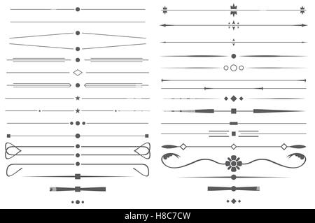 Set di Decorazione semplice di divisori di pagina ed elementi di design. Illustrazione Vettoriale. Illustrazione Vettoriale