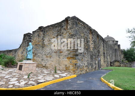 La missione di San José y San Miguel de Aguayo della missione cattolica di San Antonio Texas. Foto Stock