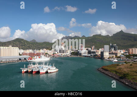 Porto, della baia e della citta'. Port Louis, Maurizio Foto Stock