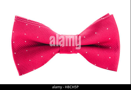 Rosso con il bianco a pois bow tie isolati su sfondo bianco Foto Stock