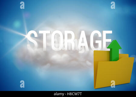 Immagine composita di illustrazione della cartella gialla con il caricamento di simbolo a forma di freccia Foto Stock