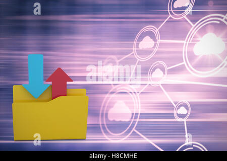 Immagine composita di illustrazione della cartella con il download e il caricamento di segno di freccia Foto Stock