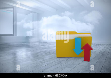Immagine composita di illustrazione della cartella gialla con segno di freccia Foto Stock