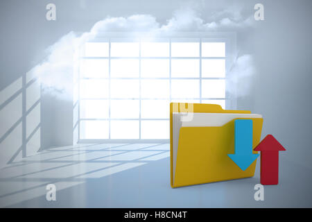 Immagine composita di illustrazione della cartella con il rosso e il blu segno di freccia Foto Stock