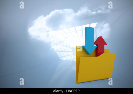 Immagine composita della cartella gialla con segno di freccia Foto Stock