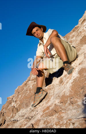 Giovane uomo, 25 +, nel deserto di Atacama, Cile, Sud America Foto Stock