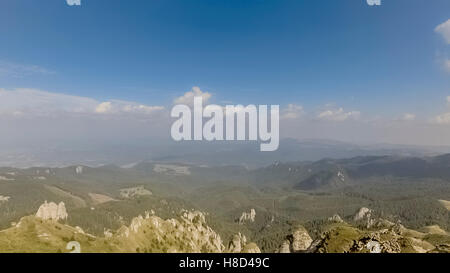 Volare sul gregge di pecore in montagna Foto Stock