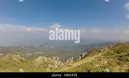 Volare sul gregge di pecore in montagna Foto Stock