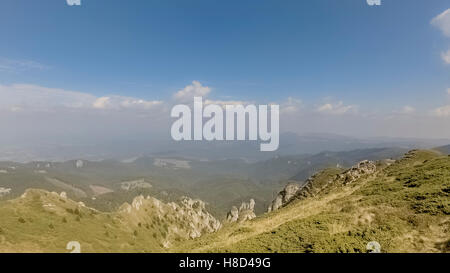 Volare sul gregge di pecore in montagna Foto Stock