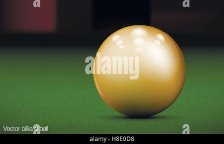 Realistica palla di biliardo su un tavolo da biliardo Illustrazione Vettoriale