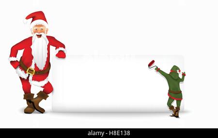 Babbo Natale con un dono nella struttura ad albero di Natale Illustrazione Vettoriale