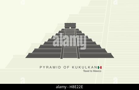 La Piramide Maya di Kukulkan in Messico Illustrazione Vettoriale