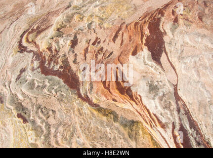 Closeup full frame texture di superficie di roccia arenaria a Pot Alley sulla Coral Coast in Kalbarri, Western Australia. Foto Stock