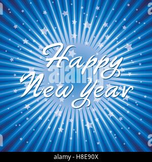 Abstract vettore felice anno nuovo sfondo con radiale burst a stella Illustrazione Vettoriale