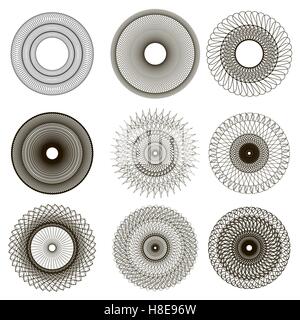 Set di cerchio addobbi geometrici. Illustrazione Vettoriale