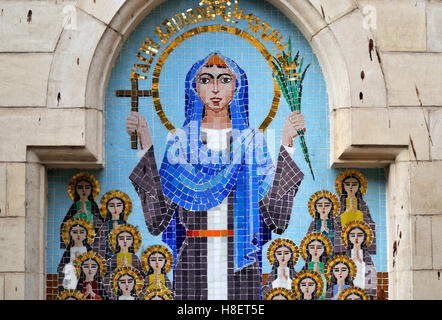 Dettaglio del mosaico alla Santa Vergine Maria la Chiesa ortodossa, chiesa pensile, El Muallaqa, Copta Il Cairo, Egitto, Nord Africa Foto Stock