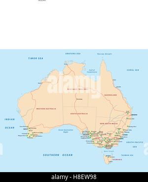 Regioni di produzione di vino in Australia mappa Illustrazione Vettoriale