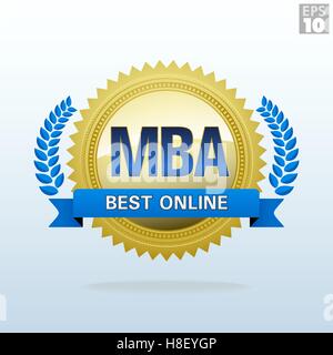 Best Online Master of Business Administration Gold Seal Illustrazione Vettoriale