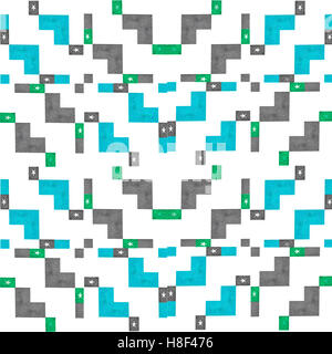 Abstract digitali moderne forme geometriche motif seamless pattern design nei colori misti contro uno sfondo bianco Foto Stock