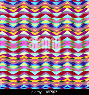 Digital stile etnico astratto triangolo geometrico motif seamless design pattern in vibranti tonalità multicolore Foto Stock