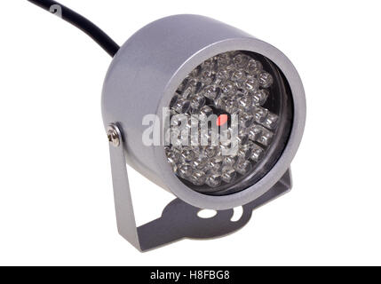 Illuminatori ad infrarossi illuminazione notturna per i sistemi di sicurezza e videosorveglianza isolati su sfondo bianco Foto Stock