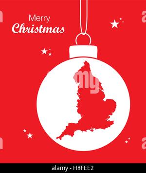 Buon Natale Mappa Inghilterra Illustrazione Vettoriale