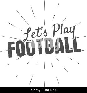 Vintage football americano e rugby etichetta, emblema e logo design con elemento a raggiera. Disegnata a mano in stile monocromatico con caratteri. Stati Uniti d'America sport simbolo di identità. Illustrazione Vettoriale. Illustrazione Vettoriale