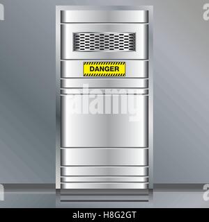 Pericolo, Avvertenza, porta, attenzione, acciaio, attenzione, segno, sicurezza, stop, attenzione, vettore, giallo, simbolo nero, edificio, rischio Illustrazione Vettoriale