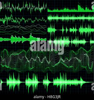 Le onde sonore set. Musica di sottofondo. EPS 10 Illustrazione Vettoriale